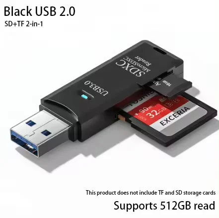2-in-1 Multi Functional  USB 3.0 Card ReaderMiniSD TFMemoryCardReaderUSBFlashDrive CardreaderAdapter For PCLaptops Accessories