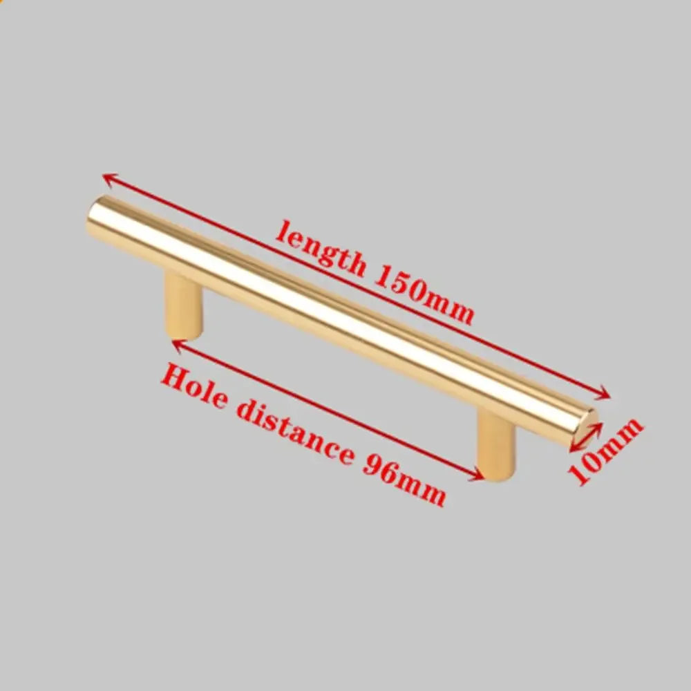 Modern Gold Kitchen Door T Bar Straight Handle Knobs Cabinet Pull Diameter 10mm Stainless Steel Handles Furniture Handle