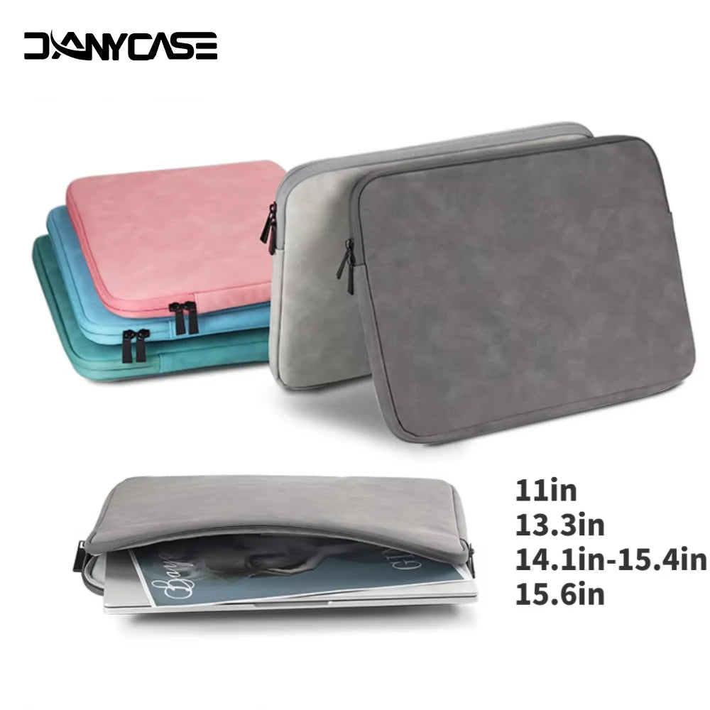 PU Sheepskin Leather Fabric Waterproof Leather 9.7-15.6 inch Tablet PC Carrying Case Protective Notebook Shockproof Cover