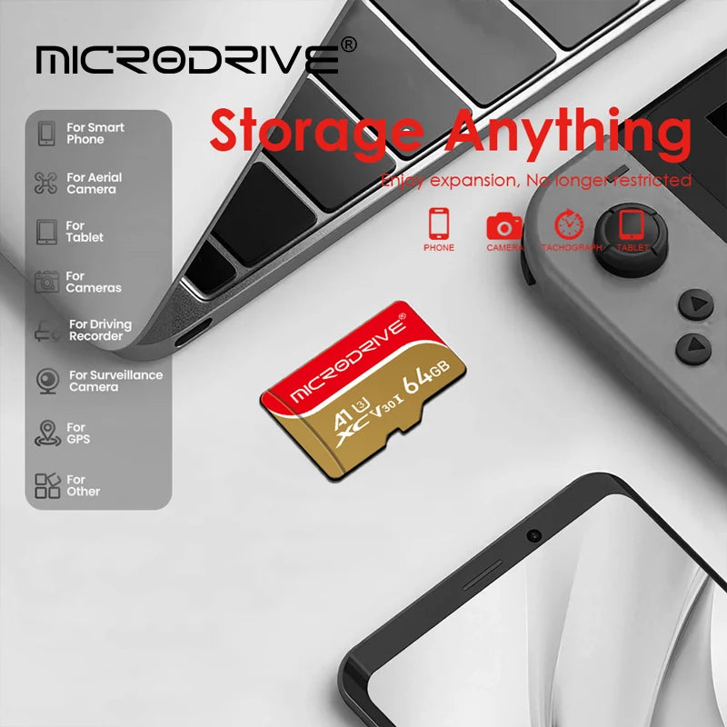 Class 10 Micro Memory Card, Mini SD Flash Card, TF Card, 128GB, 64GB, 32GB, 16GB, 256GB, For Smartphone PC