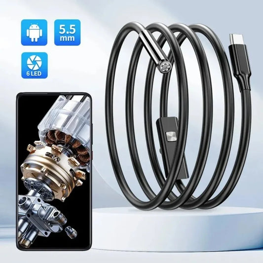 USB Endoscope for OTG Android Phone 5.5mm Borescope Inspection Snake Camera  with 6 LED Lights For Type C
