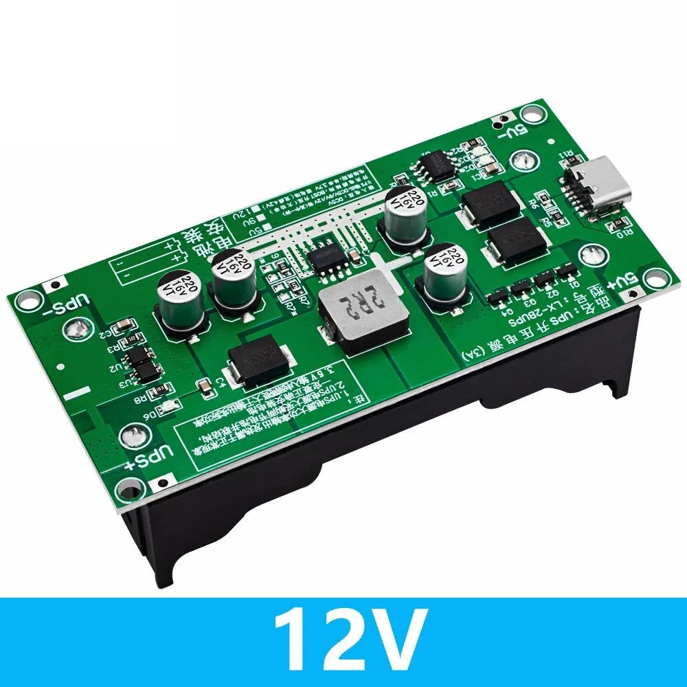 Type-C 15W 3A 18650 Lithium Battery Charger Module DC-DC Step Up Booster Fast Charge UPS Power Supply / Converter 5V 9V 12V