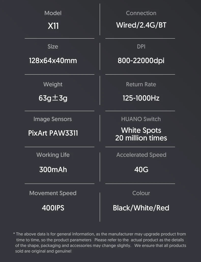 Attack Shark X11 Wireless Mouse,Tri-Mode Connection, PixArt PAW3311, Touch Magnetic Charging Base, Macro Gaming Mouse