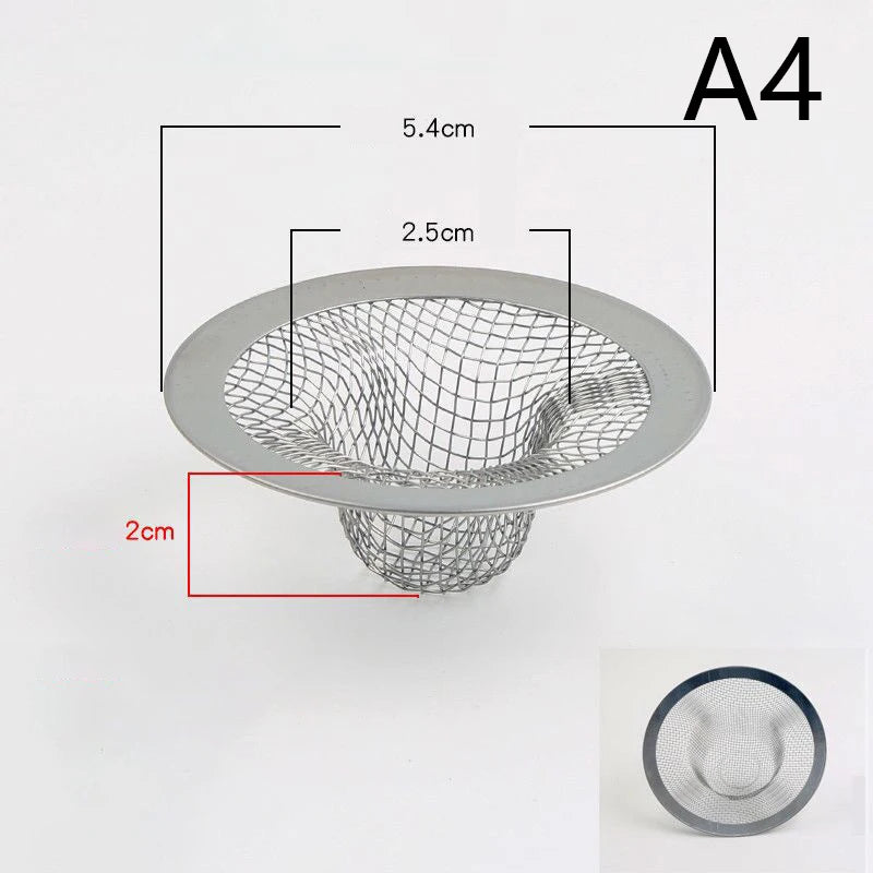 Stainless Steel Bathroom Drain Filter Net Screening Sink Drain Strainer Shower Hair Catchers Stoppers Kitchen Accessories