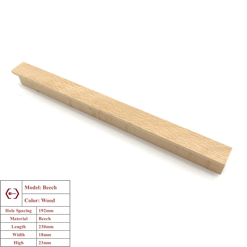 Beech Wooden Cabinet Handles Walnut Solid Wood Furniture Kitchen Door Handle Wardrobe Cupboard Drawer Knobs Hardware Pull Handle