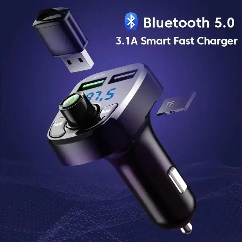 Bluetooth 5.0 LED MP3 Car Bluetooth FM Audio Receiver Hands-Free Transmitter 2.1A 3.1A QC3.0 PD Type C Dual USB Car kit Charger