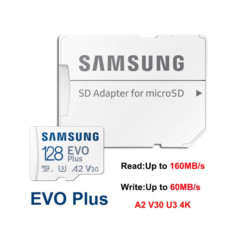 SAMSUNG EVO/PRO Plus Memory Card 64G A1 Micro SD Card 128G 256G 512G U3 A2 V30 Drive Recorder Monitor Camera Dedicated TF Card