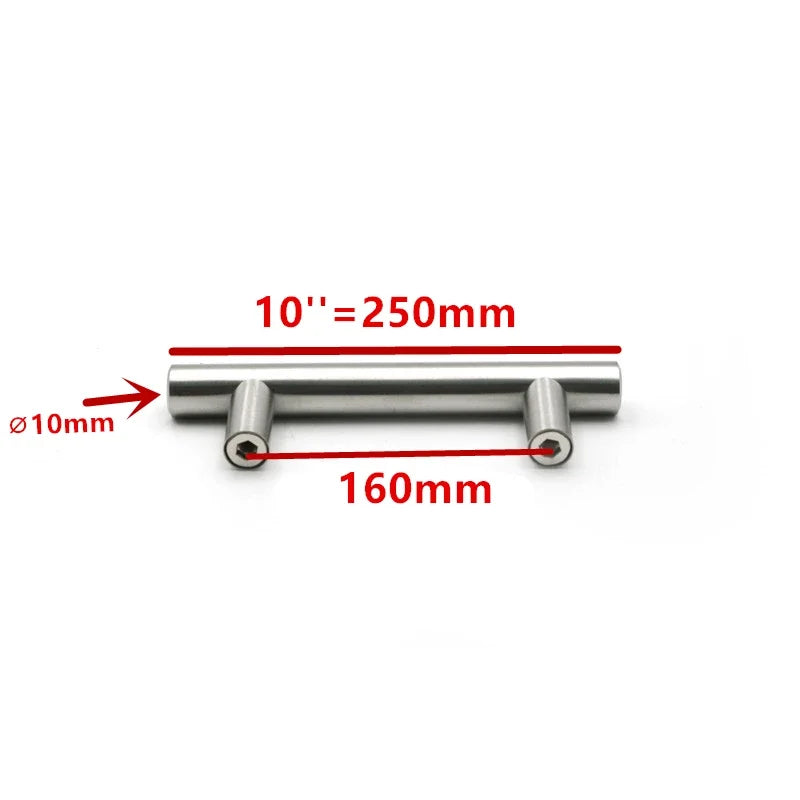 Diameter 10mmStainless Steel Kitchen Door Cabinet T Bar Handle Pull Knob 2" ~ 24''