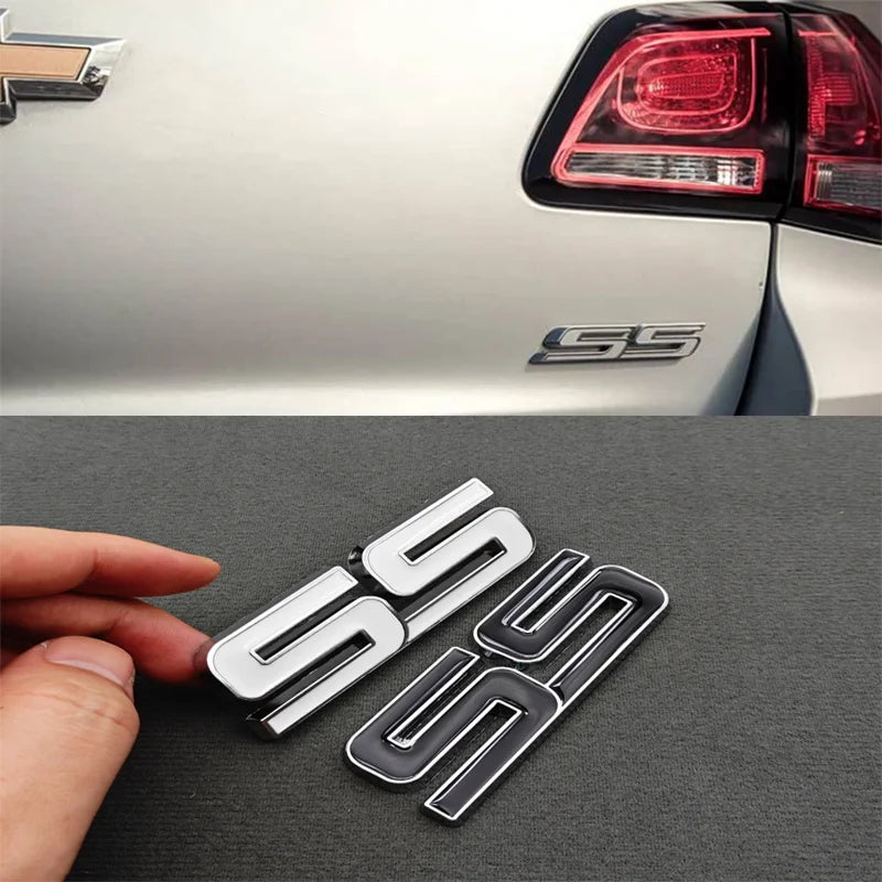 3D Metal Logo SS Car Body Sticker Rear Trunk Badge Front Grille Emblem For Chevrolet SS Camaro Cruze Equinox Blazer Accessoeies
