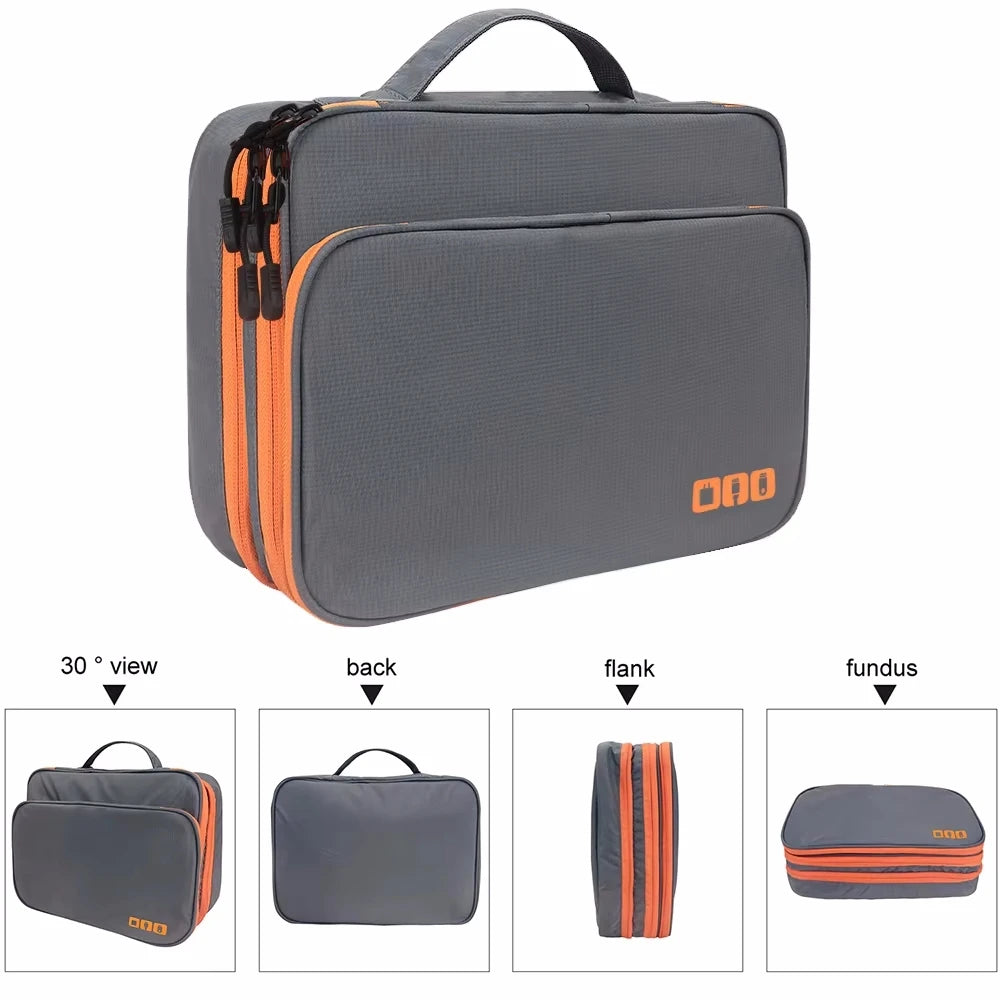 Multi Layer Cable Storage Bag, Electronic Accessories Organizer, Portable Travel Cable Organizer Case for iPad Cable Charger