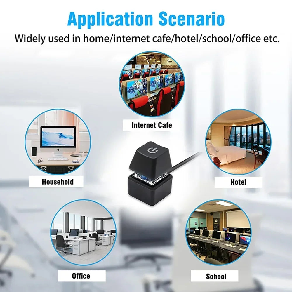 Computer External Switch Button Power Cable LED Light PC Motherboard Desktop External Start Power On/Off Button For Home Office