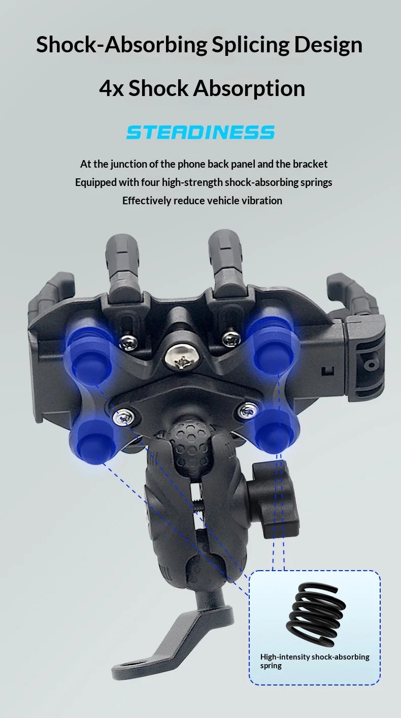 Motorcycle Mobile  Holder Car Aluminum Alloy Upgrade Shock Absorption Electric Vehicle Mobile Phone Holder Outdoor Mirror Seat