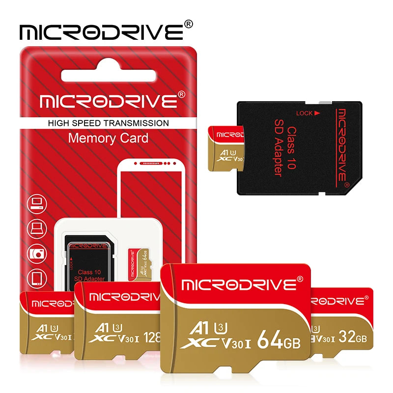 Class 10 Micro Memory Card, Mini SD Flash Card, TF Card, 128GB, 64GB, 32GB, 16GB, 256GB, For Smartphone PC