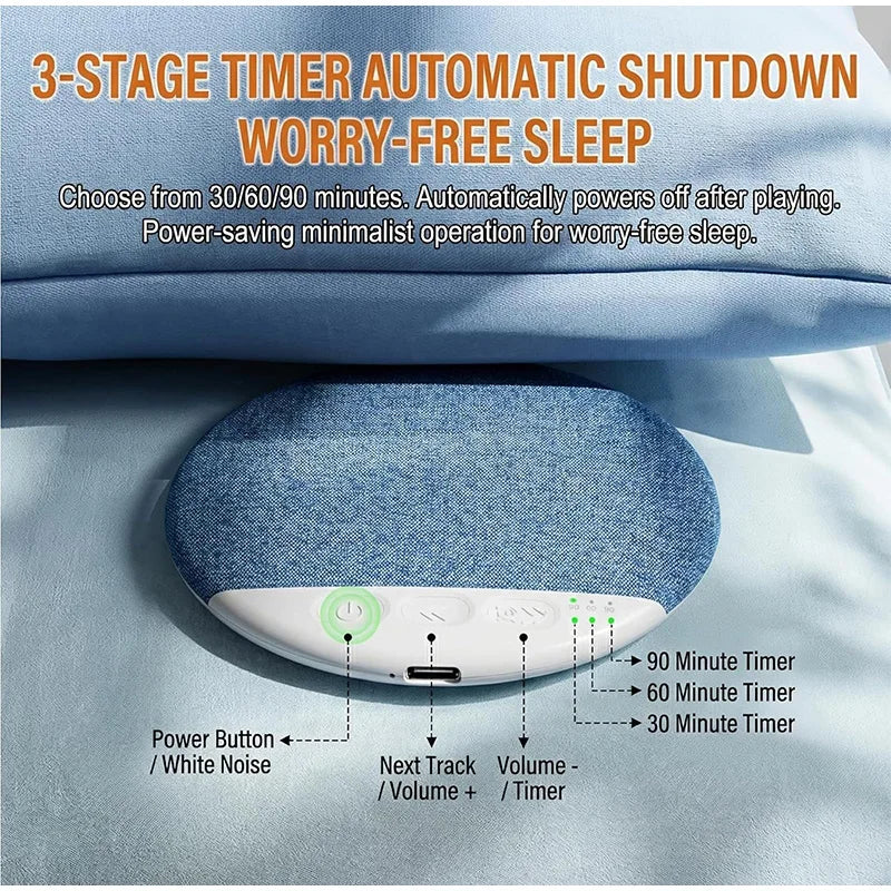 2026 Upgraded Wireless Sleep Aid Pillow Speaker Bluetooth Under Pillow Machine With White Noise 30/60/90 Min Timer Stereo Sound