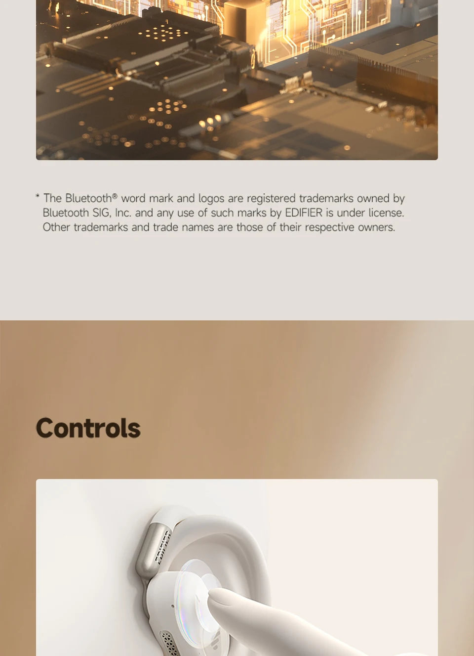 Edifier A6 Open Ear Bluetooth Earphones Ear Hook Headphones Hi-Res Wireless Audio IP55 Waterproof 40hrs Playtime LDAC Codec