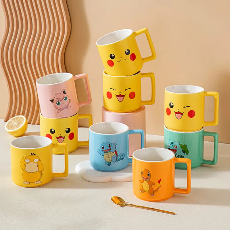 New Cartoon Pokemon Pikachu Mug Breakfast Milk Cup Cute Drink Tableware Ceramic Coffee Cup Gift Dessert Kawaii Drinkware Kitchen