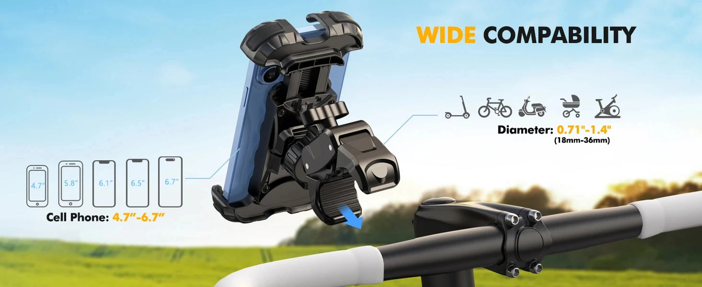 Motorcycle, Mountain Bike, Road Bike, Stable and Adjustable 360° Rotatable Universal Mobile Phone Stand Soporte Para Celular