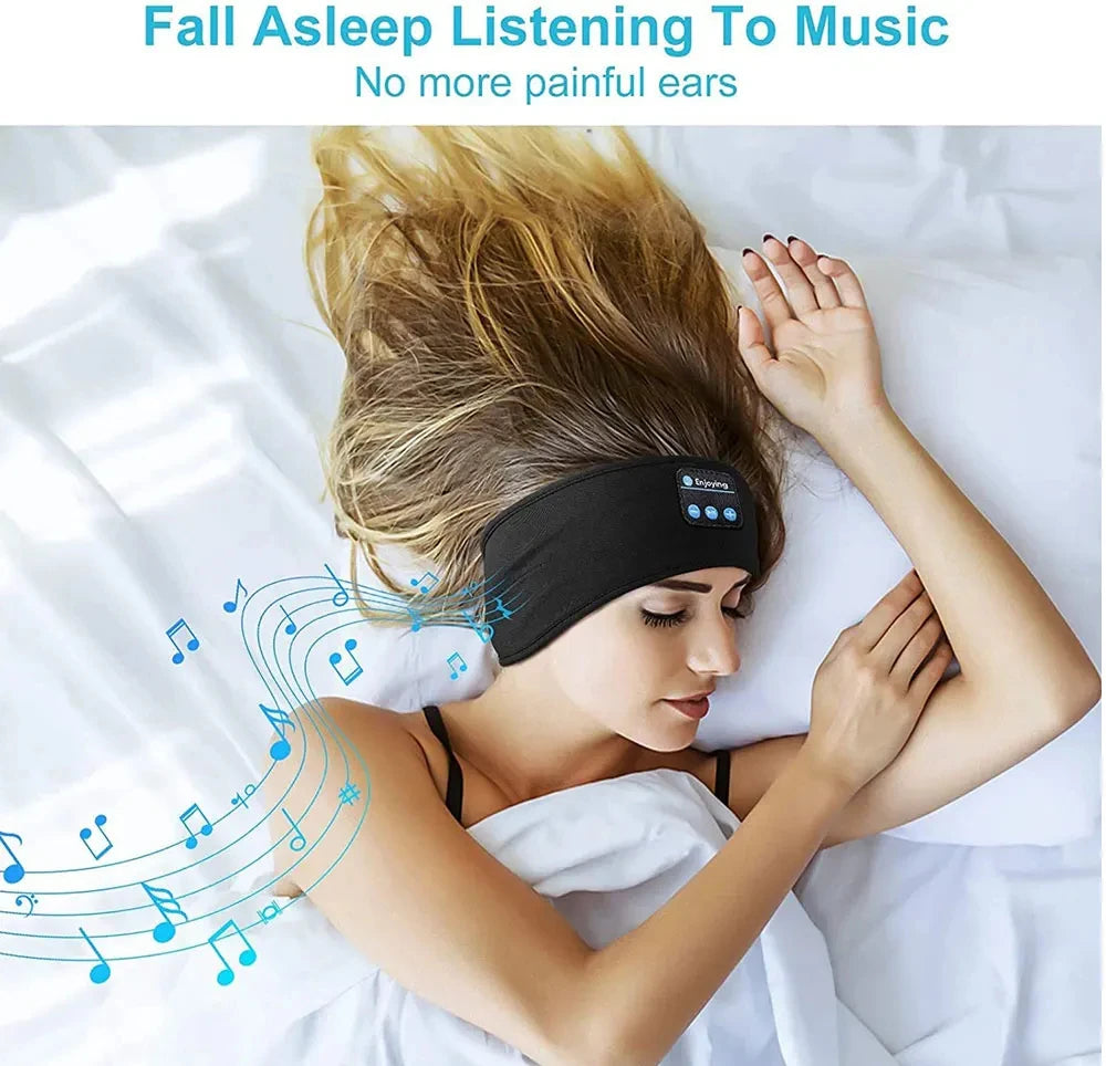 HUAWEISHI Bluetooth 5.0 Earphones Sports Sleeping Headband Elastic Wireless Headphones Music Eye Mask Wireless Headset Headband