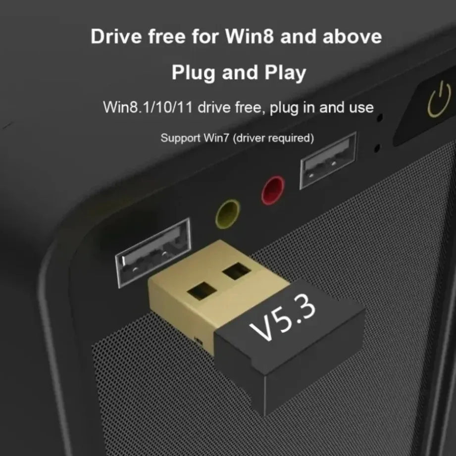 USB Bluetooth 5.3 Adapter for PC Laptop Computer Wireless Dongle Bluetooth Adapter Support Mouse Keyboard Windows 7/8.1/10/11