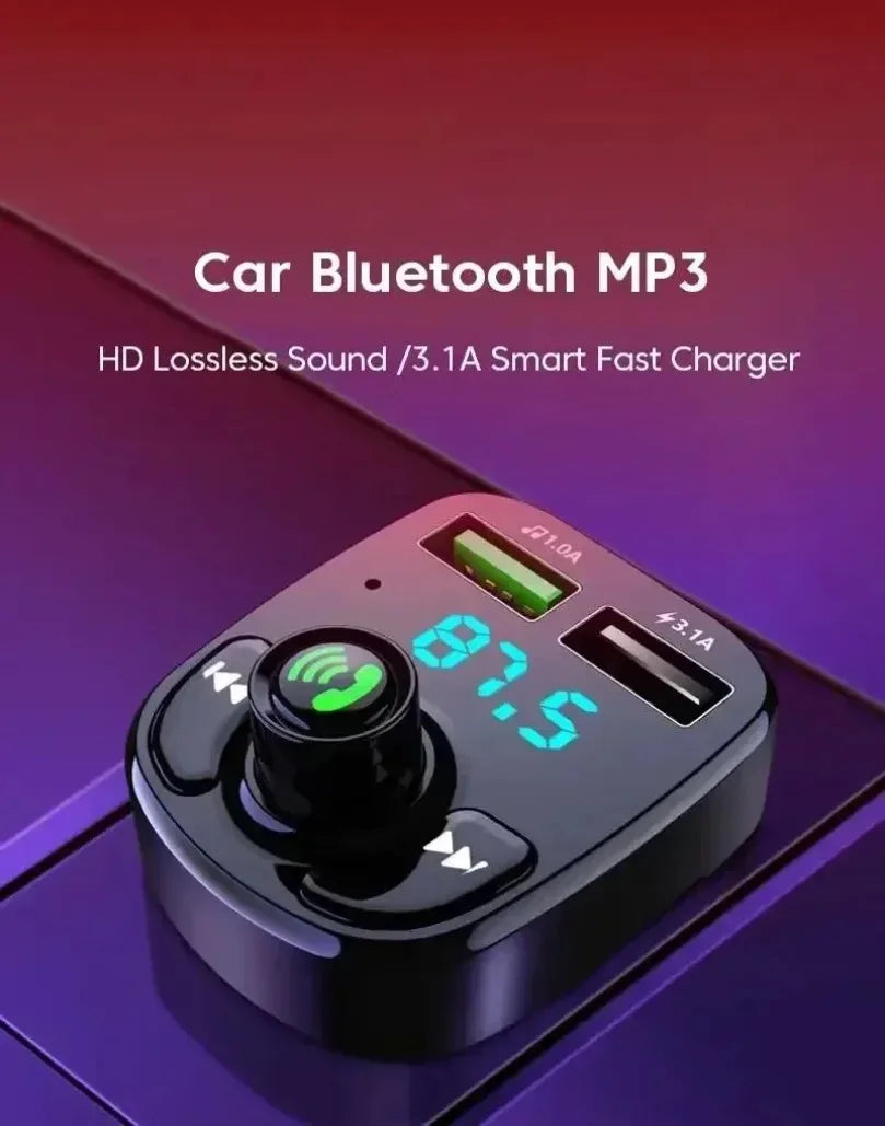 Bluetooth 5.0 LED MP3 Car Bluetooth FM Audio Receiver Hands-Free Transmitter 2.1A 3.1A QC3.0 PD Type C Dual USB Car kit Charger