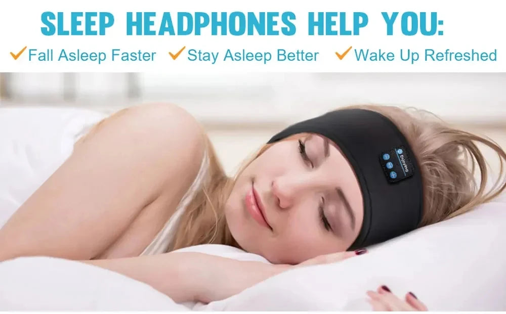 HUAWEISHI Bluetooth 5.0 Earphones Sports Sleeping Headband Elastic Wireless Headphones Music Eye Mask Wireless Headset Headband