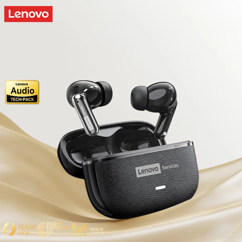 Choice Lenovo LE208 Wireless Bluetooth Leather Earphones Stereo ENC Noise Cancelling Headphone 38ms Low Latency Gaming Headset