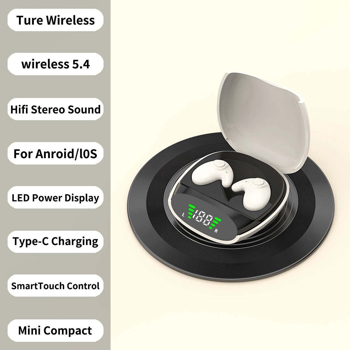 Mini Sleep Invisible Earbuds Tiny Hidden Headphones Bluetooth 5.3 Earphone Noise Cancelling Sports Stereo TWS Wireless Headsets