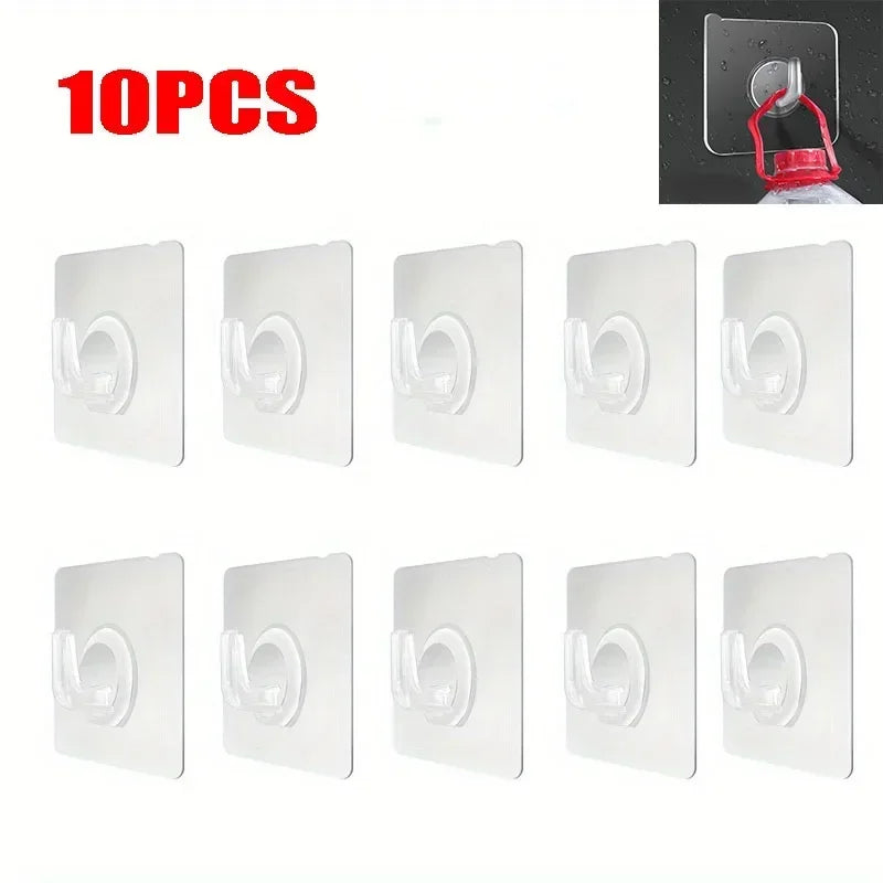 1/50Pcs Self-adhesive Hook Transparent Door Wall Hanger Hook Child Heavy Load Rack Kitchen Bathroom Towel Key Rack Sticky Hooks
