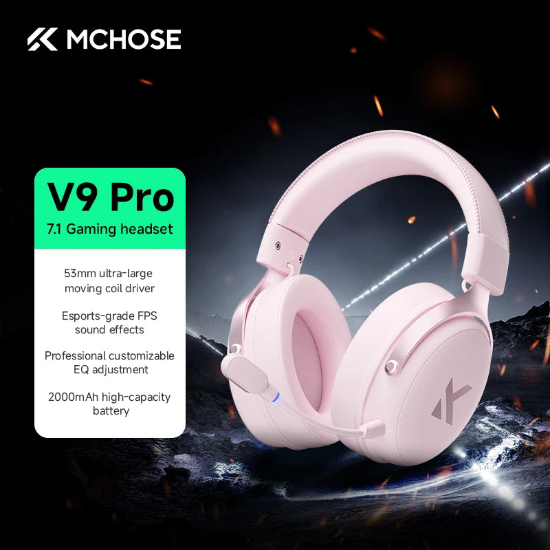 MCHOSE V9 Pro Headset with Microphone Three Mode Bluetooth Wireless Computer PC Gamer Headphones Accessories V9 Pro MCHOSE