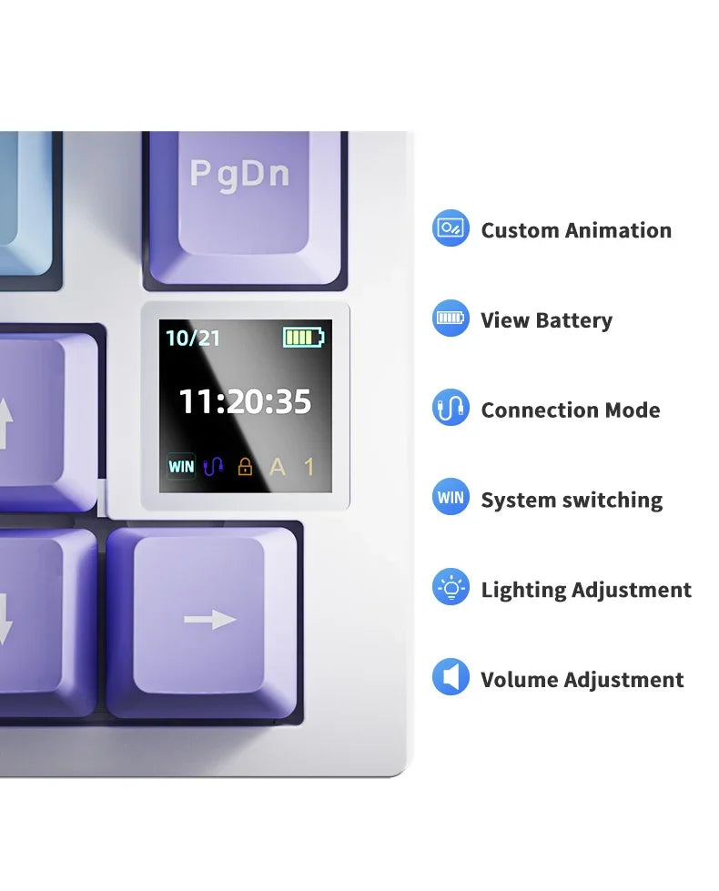 AJAZZ AK820/AK820 Pro Mechanical Gaming Keyboard Tri-Mode Bluetooth 5.1 Wireless Wired Knob Hot Swap Gasket Custom Keyboard