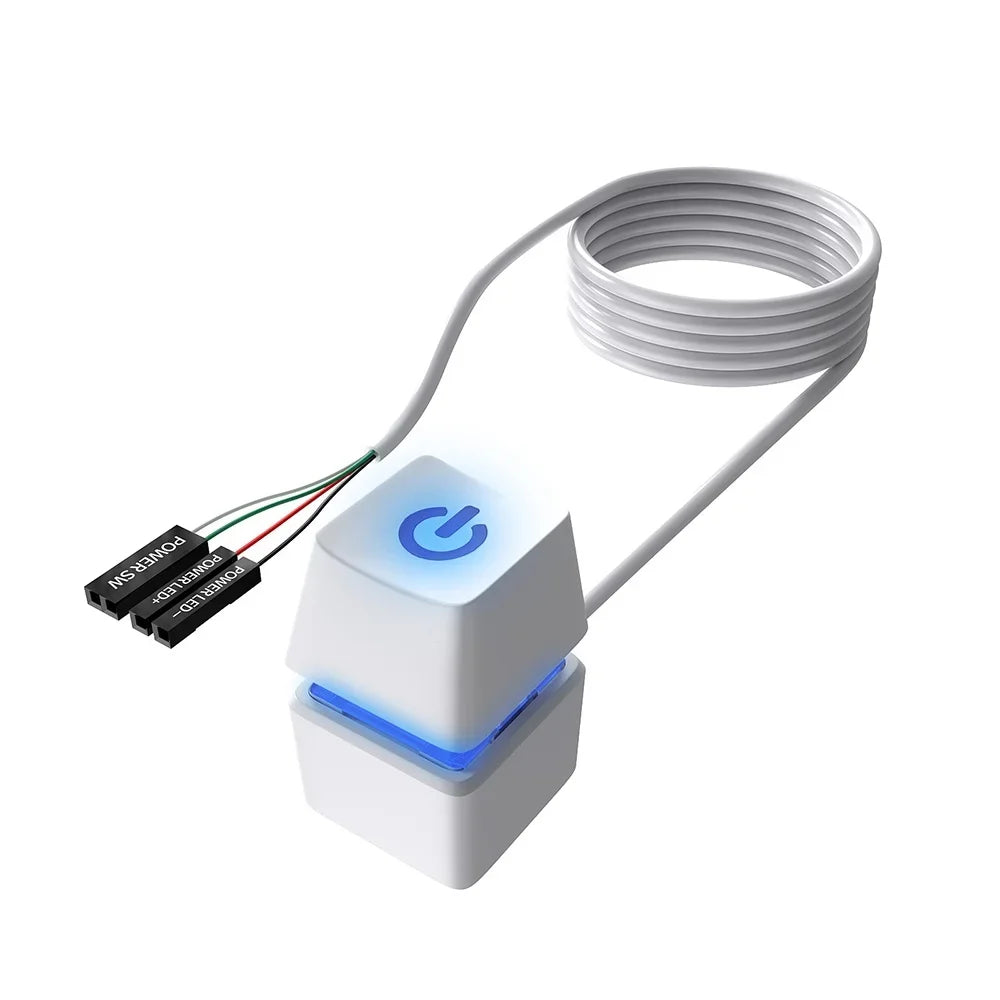 Computer External Switch Button Power Cable LED Light PC Motherboard Desktop External Start Power On/Off Button For Home Office