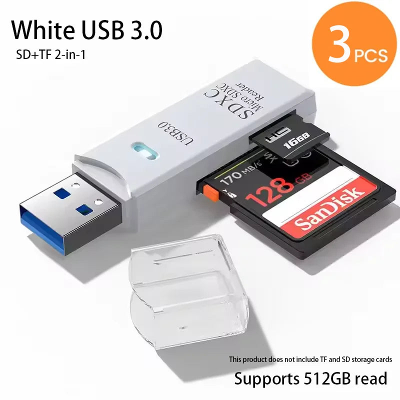 2-in-1 Multi Functional  USB 3.0 Card ReaderMiniSD TFMemoryCardReaderUSBFlashDrive CardreaderAdapter For PCLaptops Accessories