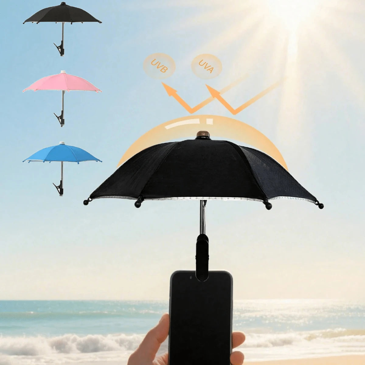 Mobile Phone Holder, Sun Protection Umbrella, Clip-On Umbrella, Outdoor Mobile Phone Fixed Umbrella, Rainproof Sunshade Umbrella, Anti-Glare Small Umbrella for Mobile Phones