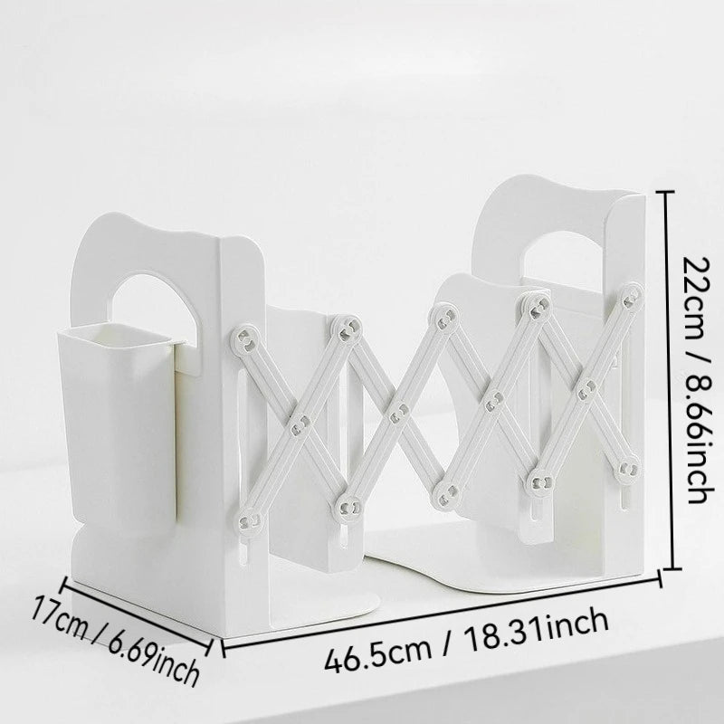Back to School Desktop Bookshelf Adjustable Telescopic Bookends Book Organizer Stand for Desk Book Storage Rack for Students