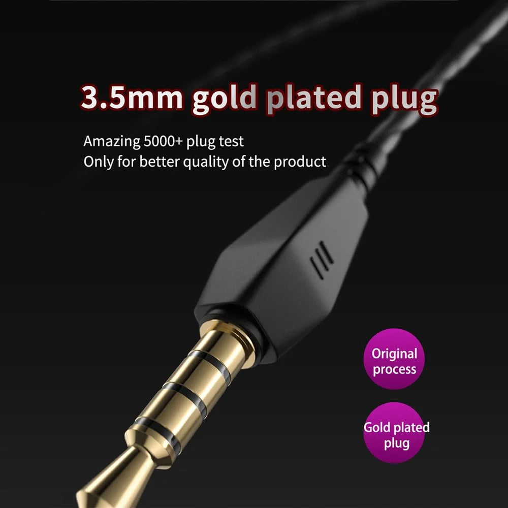 AK6 Gaming Earbuds with Mic Universal 3.5mm Jack HiFi Sport Headphones in Ear Earphones for Running Stereo Bass Music Headset