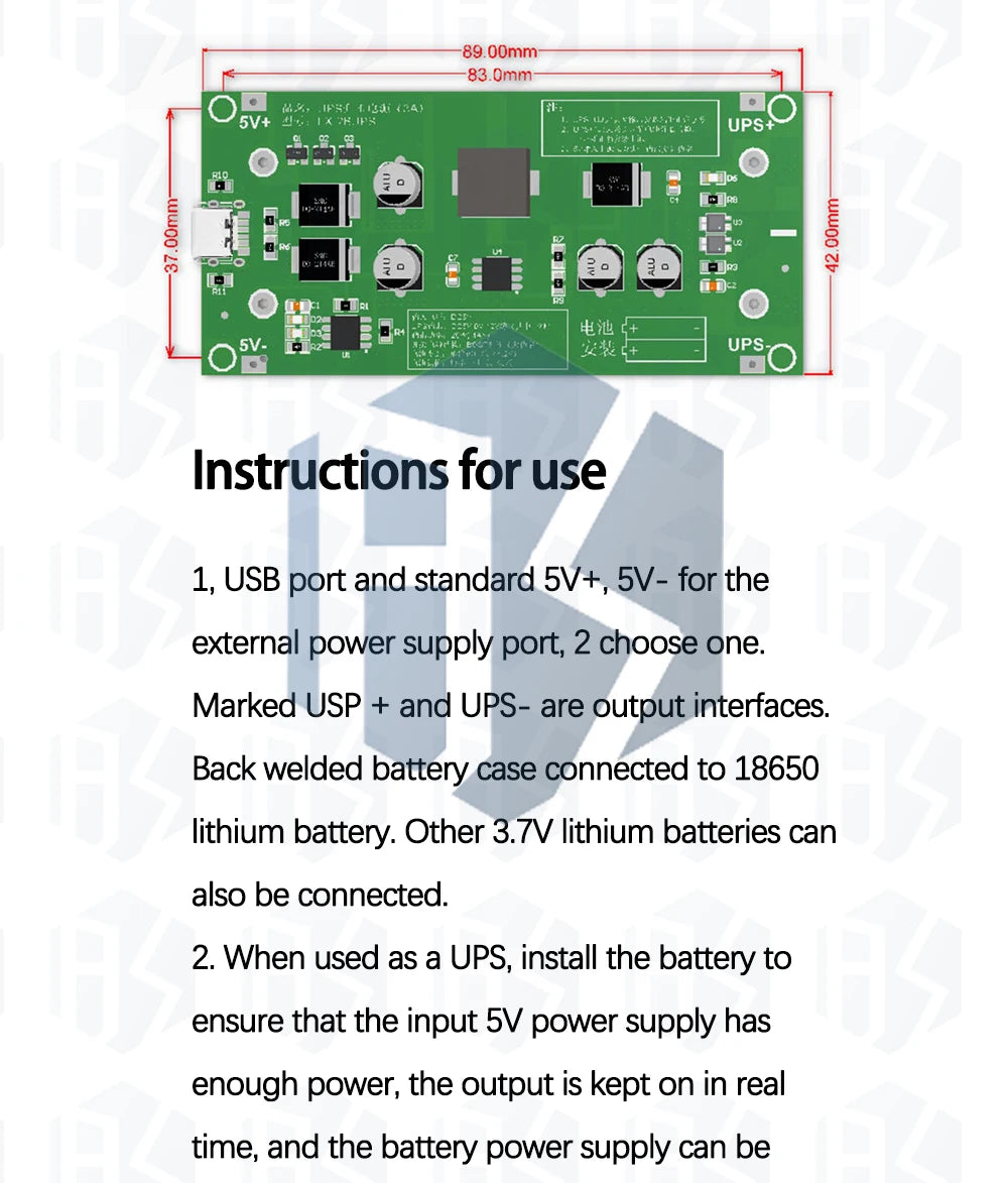 Type-C 15W 3A 18650 Lithium Battery Charger Module DC-DC Step Up Booster Fast Charge UPS Power Supply / Converter 5V 9V 12V