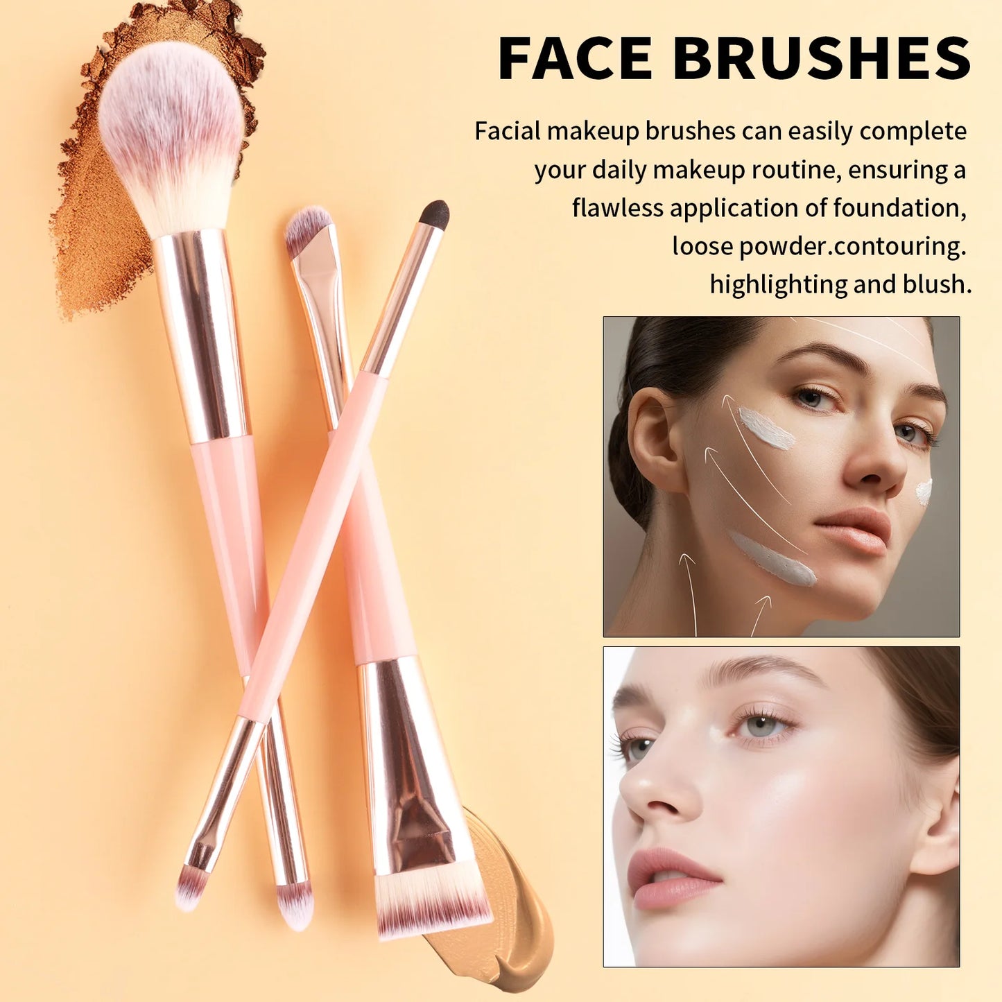 11 full set of eye makeup brushes, double-head design, eyeshadow brush, smudge brush, eyebrow brush, full set of beauty tools