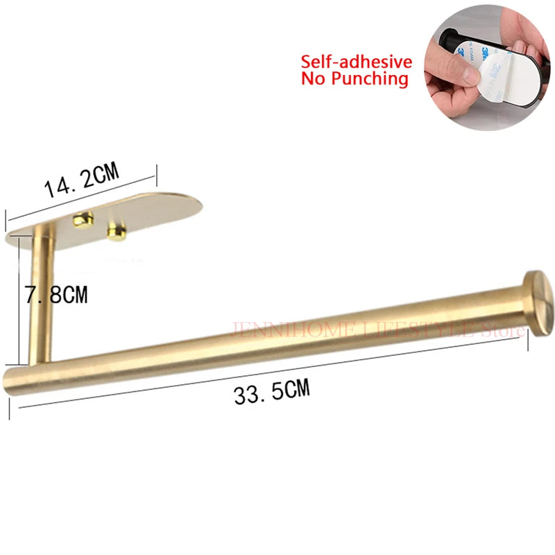 No Drill Toilet Paper Holder Wall Mount Self Adhesive Stainless Steel Towel Bar Ring Tissue Roll Dispenser For Bathroom Kitchen