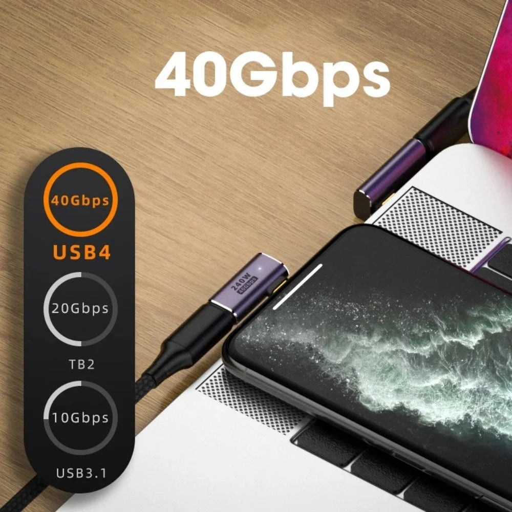 PD240W USB4.0 Type C to USB C Fast Charging Adapter Converter 40Gbps Data Sync Connector 8K@60Hz USB C OTG Adapter for MacBook