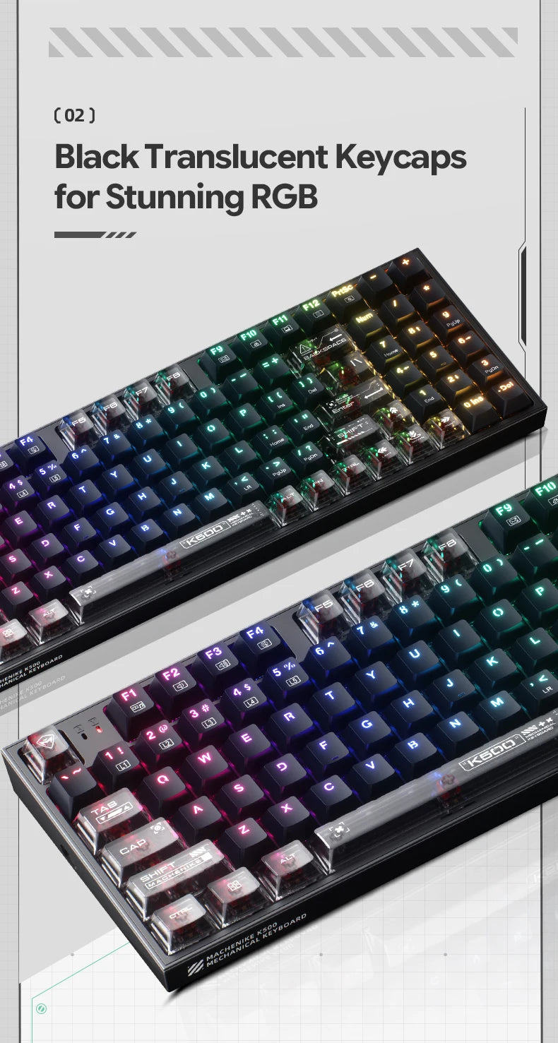 MACHENIKE K500 Mechanical Keyboard Wired Gaming Keyboard K500-B94 Hot Swappable 94 Keys 90% Layout RGB BackLight for PC Laptop