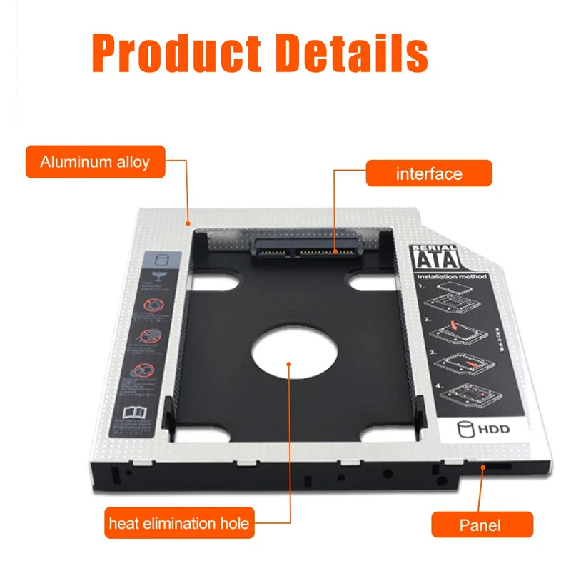 HDD SSD Caddy Adapter SATA 3.0 Interface Laptop Hard Disk Holder 9.5/12.7mm Bracket for CD DVD ROM Optical Bay