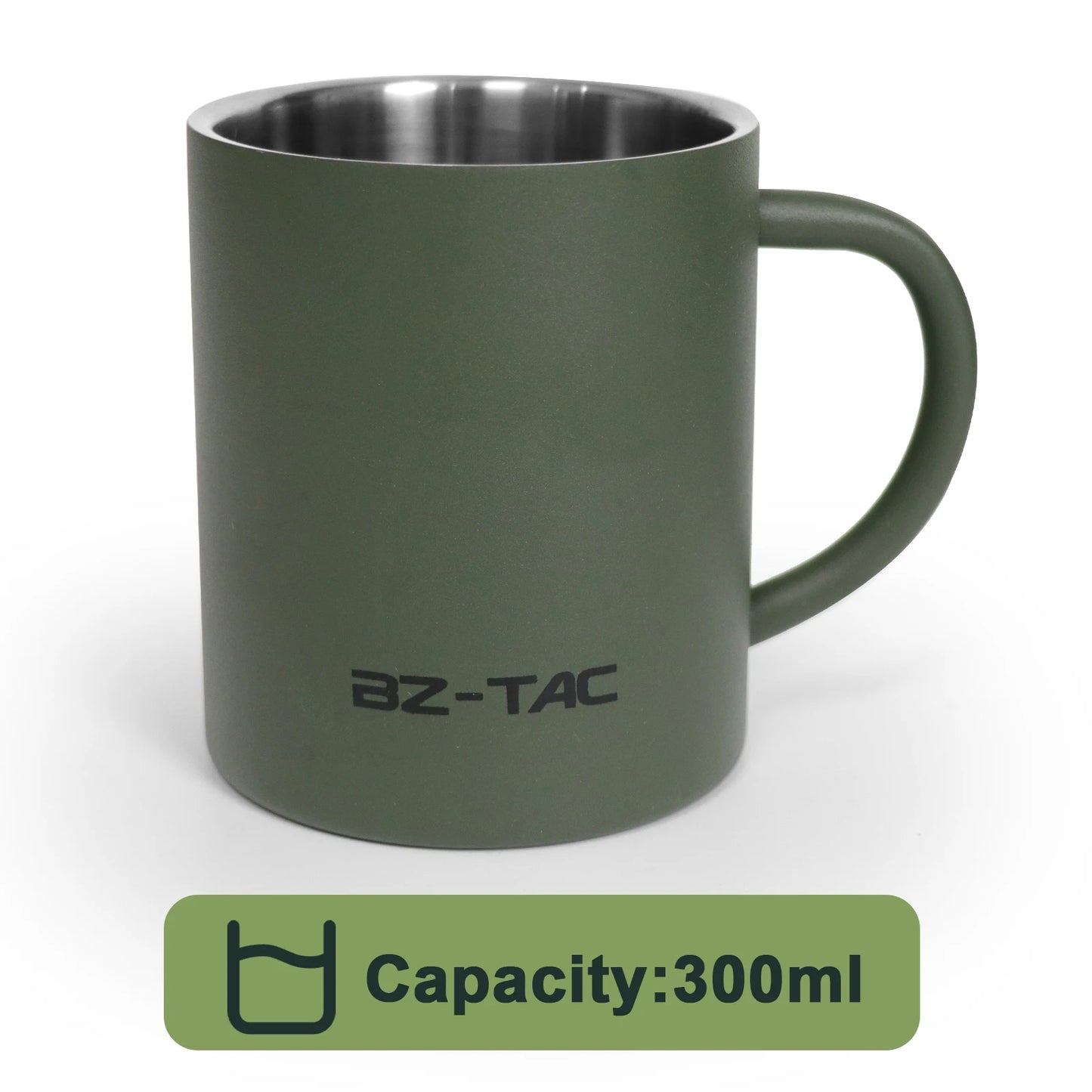 N Double Wall Coffee Mug Stainless Steel Matte Army Green Water Mug Insulated with Handle for Camping Picnic Outdoors 300/450ml
