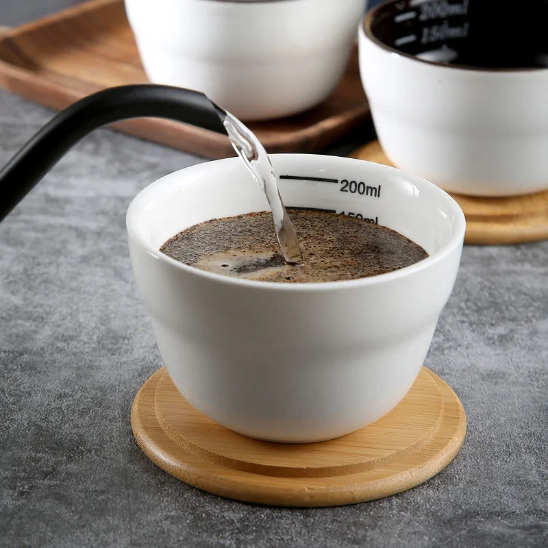 200ml Ceramic Thickened Coffee Cup Measuring Bowl U Cupping Cup Espresso Measuring Cup Kitchen Measure Mug