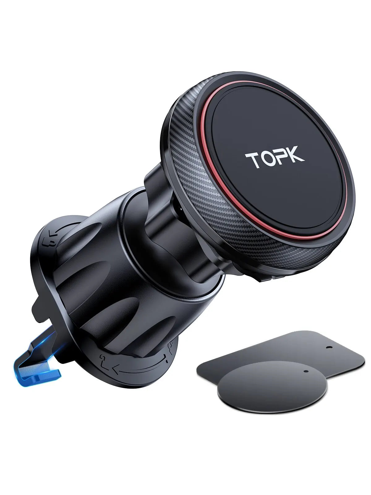TOPK Magnetic Car Phone Mount - 6 N52 Strong Magnets Air Vent Holder,360°Rotation Universalfor iPhone17 & All Mobile Phones