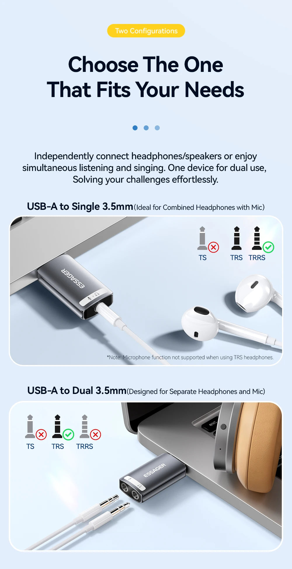 Essager External USB Sound Card To 3.5mm Mic Headphone Jack Stereo Headset Audio Microphone Adapter Speaker Interface For Laptop