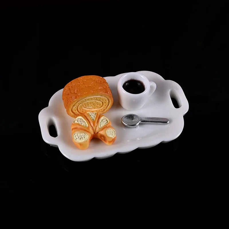 1set 1/12 Dollhouse Simulated Breakfast Afternoon Tea Set Dollhouse Mini Kitchen Food Decoration For Kid Pretend Play Toys