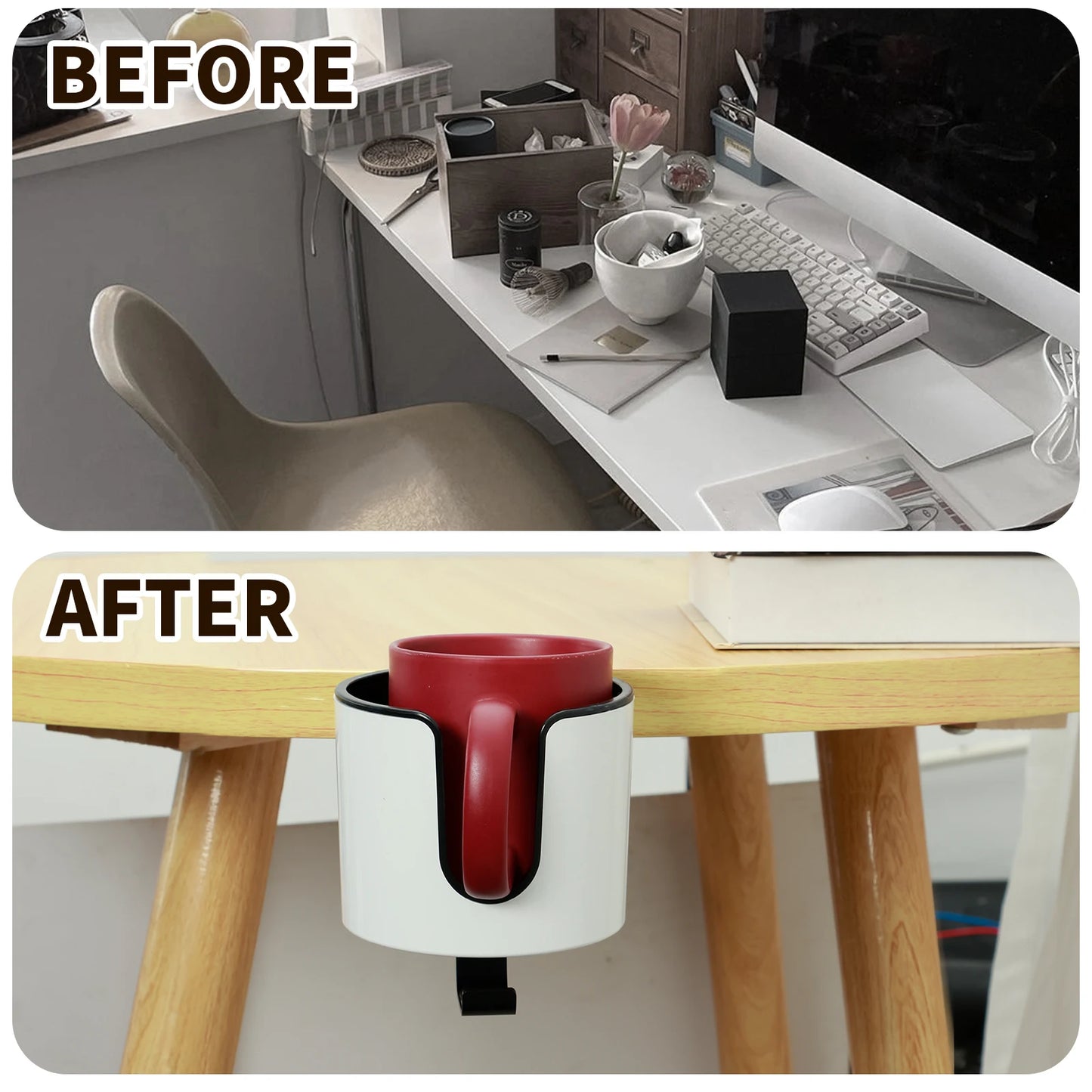 2 IN 1 Headphone Holder Nonslip Adjustable Desk Clamp Cup Rack for Coffee Mugs Water Cups Headphone Gaming Desk Accessories NEW