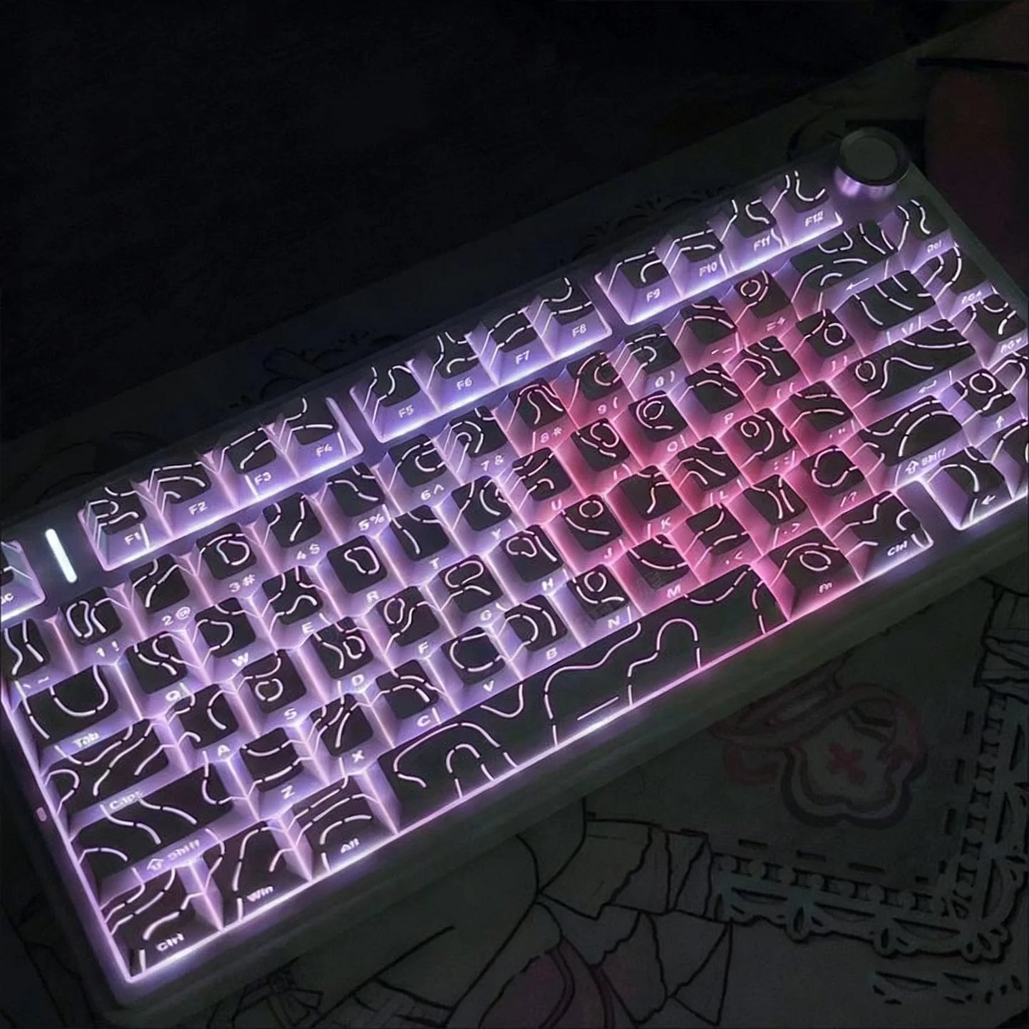2025 Super Contour Side Glow PBT Keycaps - Original Factory Height, Compatible with 61/68/75/84/87 Keys Mechanical Gaming Keyboa