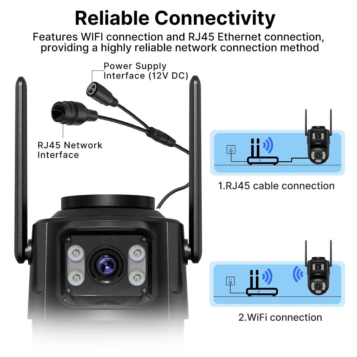 4K 8MP HD Wifi PTZ Camera Outdoor 4MP Dual Lens Dual Screen AI Auto Tracking IP Camera CCTV Audio Video Surveillance P2P iCSee