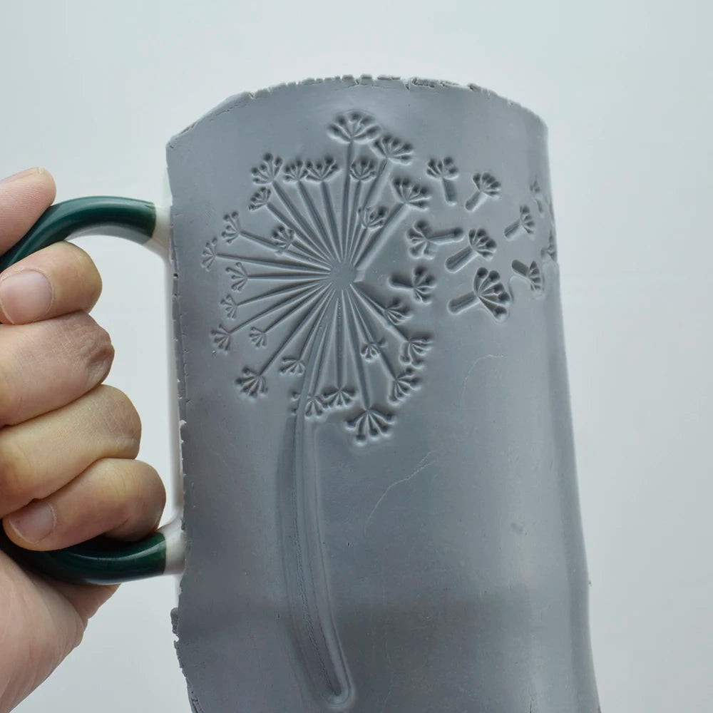 Clay Stamp Texture Emboss Sheet Ceramic Pottery Polymer Clay Dandelion Pattern Impression Template Designer DIY Art Hobby Supply